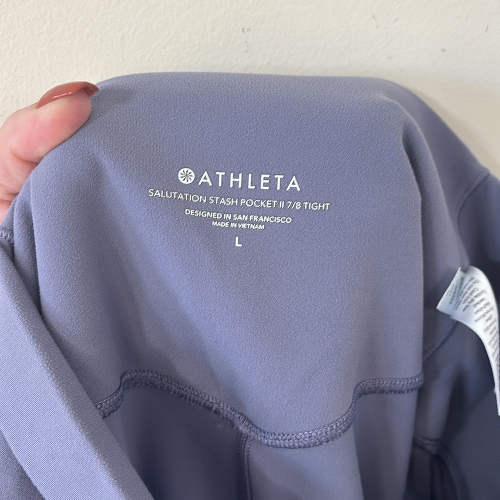 Athleta Salutation Stash High Rise 7/8 Legging Shadow Blue Size Large - Picture 10 of 11